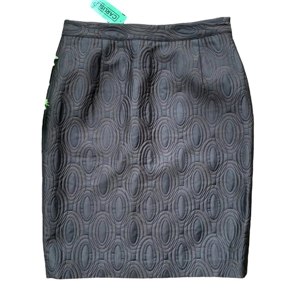 Carlisle Quilted Embroidered Textured Geo Pencil Skirt Career Brown Size 8 - Picture 1 of 6